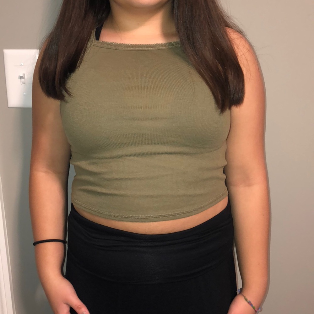 Olive green crop top